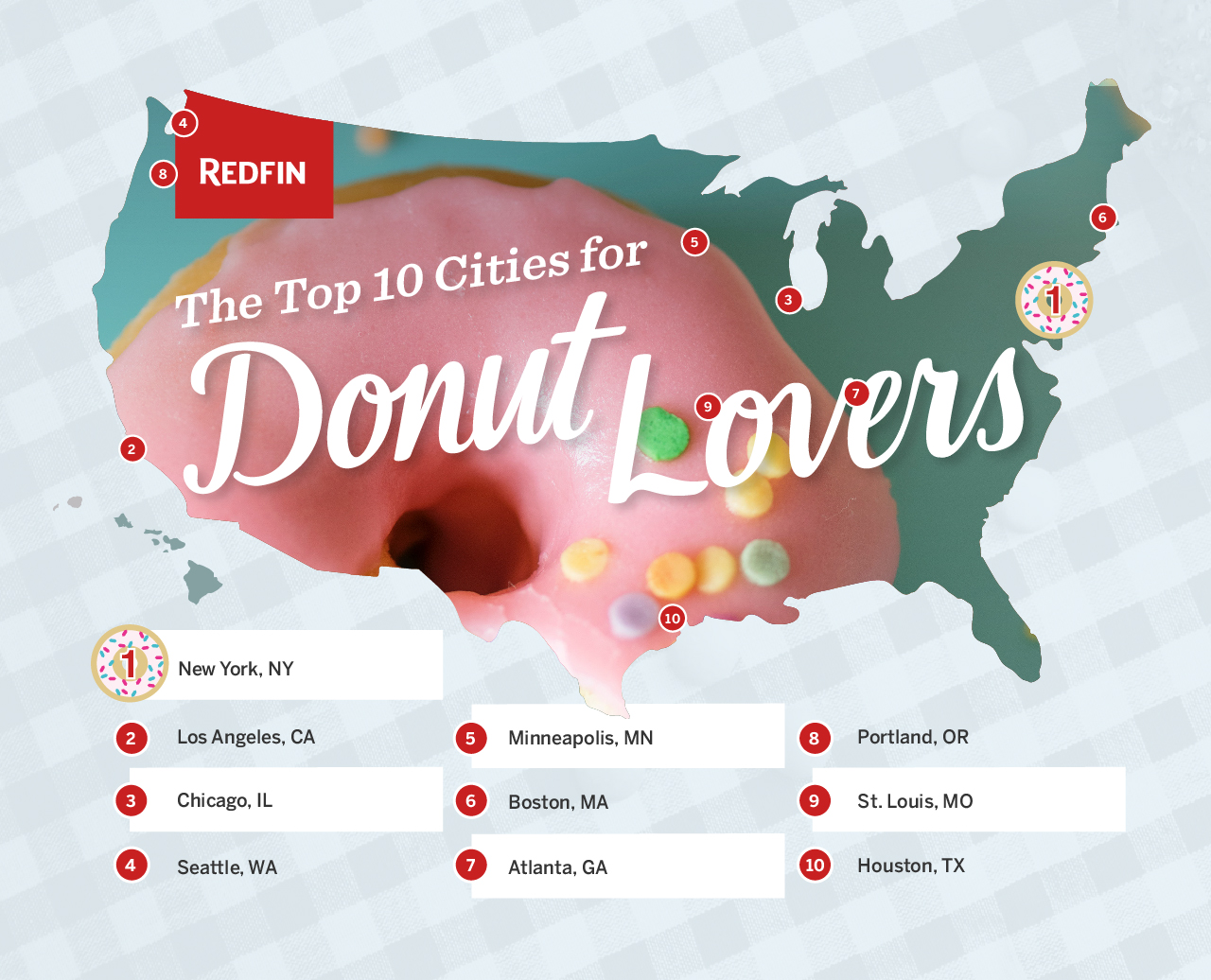 U.S. map of donut shops