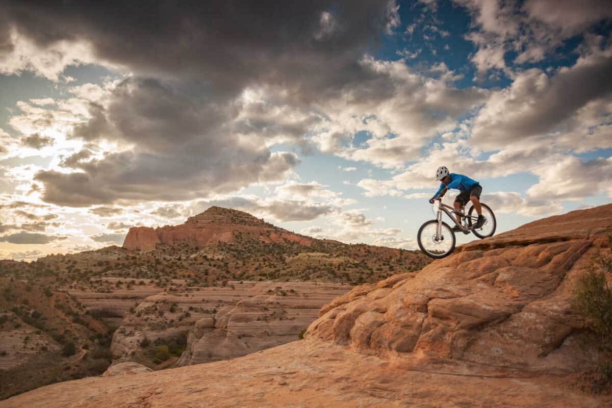 Person biking in New Mexico