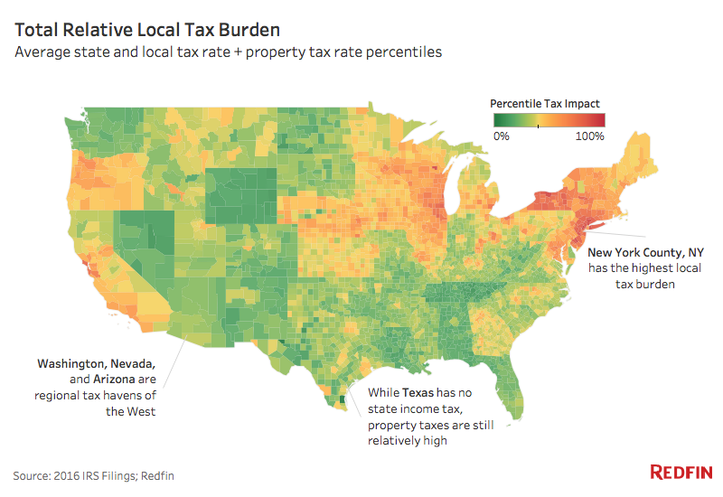 US Map of Total Tax Burden