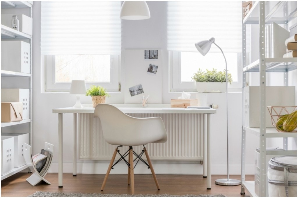 bright white home office 