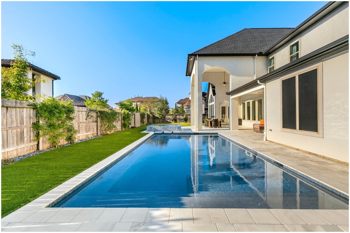 large luxurious pool modern sleek house