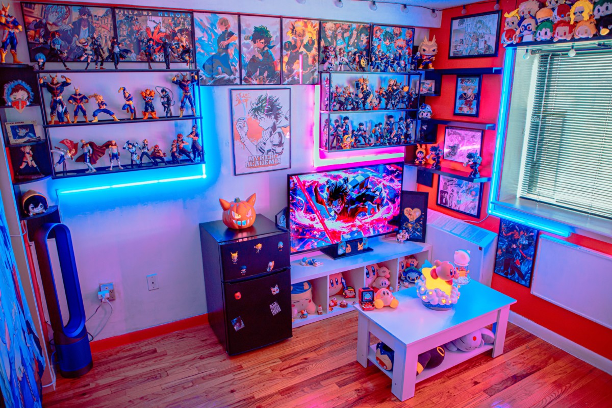 A colorful gaming room