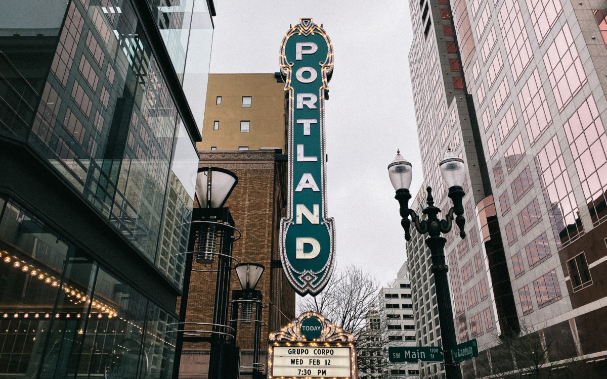 downtown Portland sign