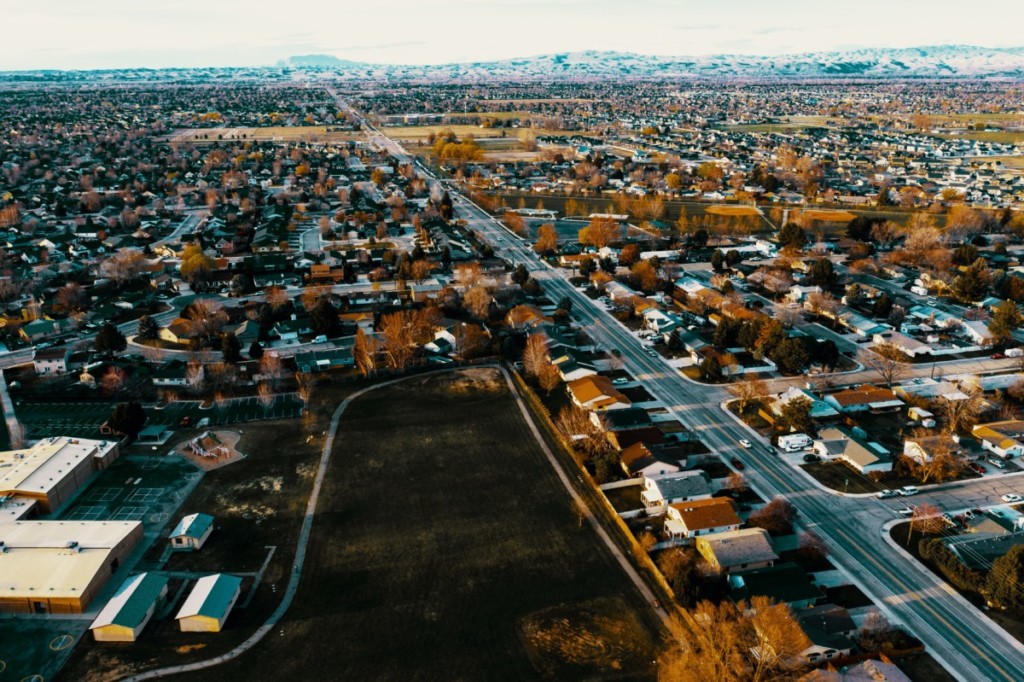 aerial view of boise suburbs