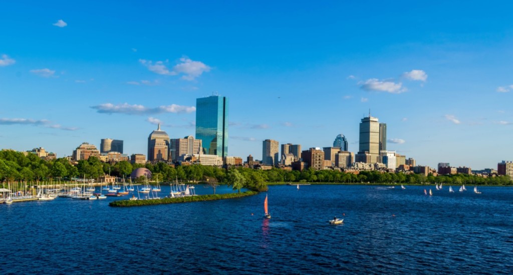 boston skyline on sunny day
