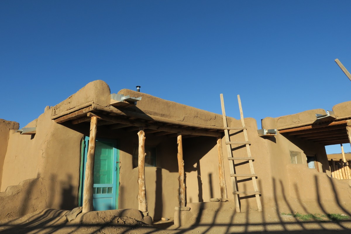 adobe style house made with mud plaster