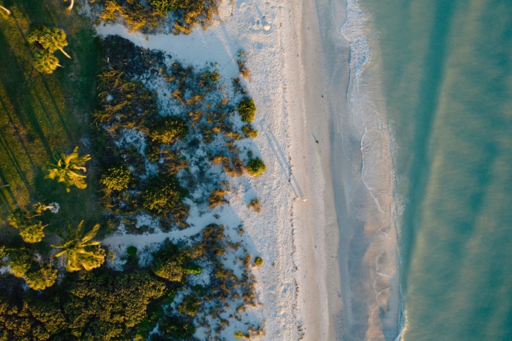 top down view of florida beach 
