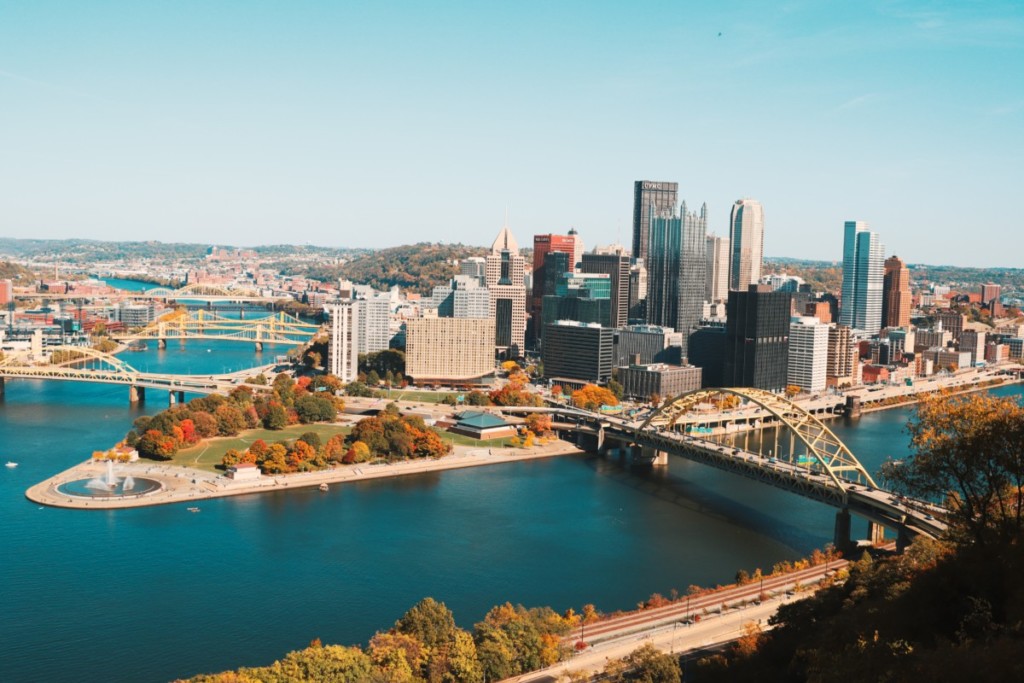 view of pittsburgh downtown on sunny day