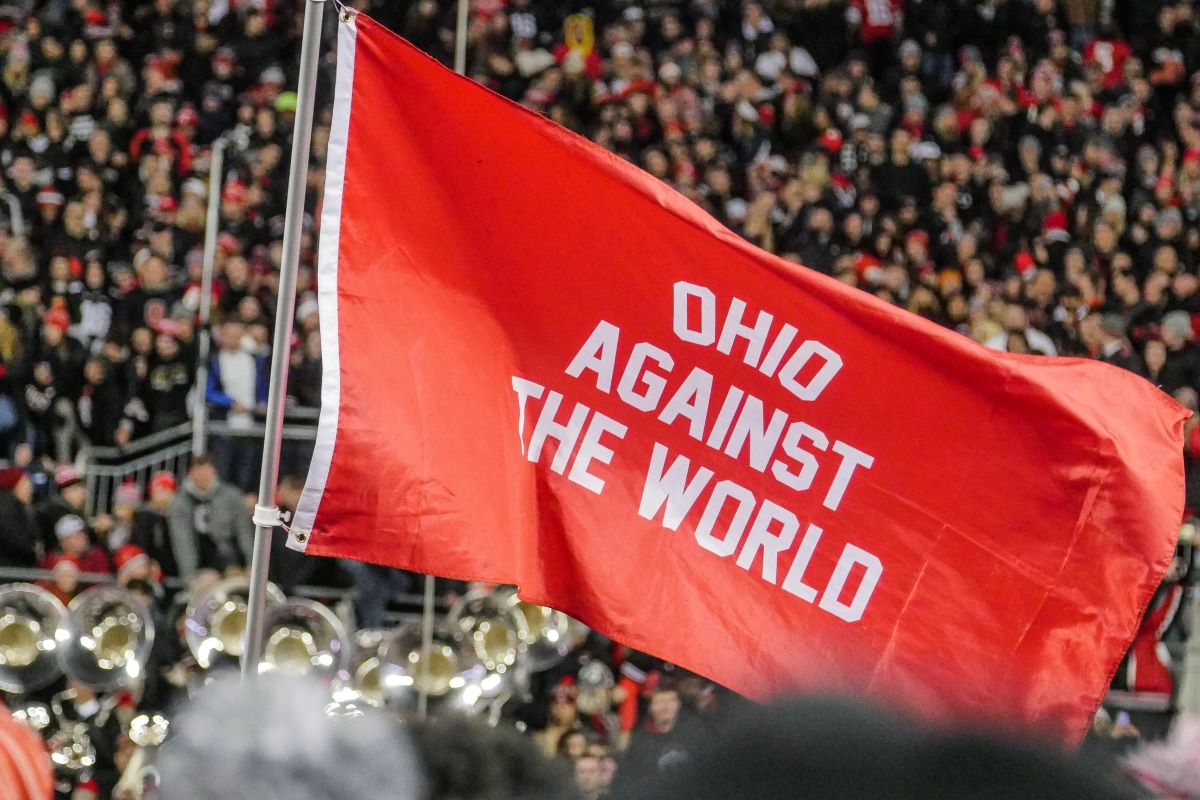 flag in ohio stadium crowd